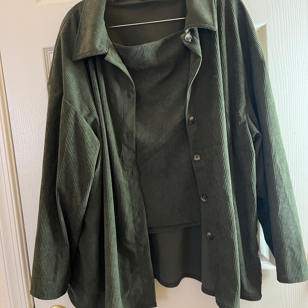 Olive skirt and shirt set